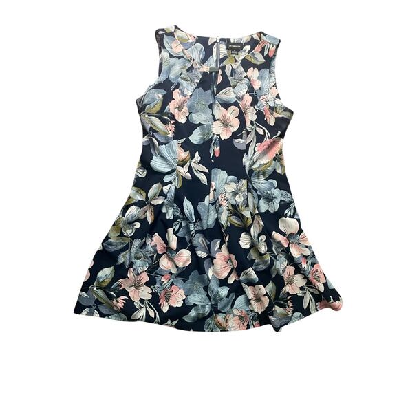 Liz Claiborne Navy Pink Floral Dress Sleeveless Pleated A-Line - Size 18*** - Picture 1 of 6